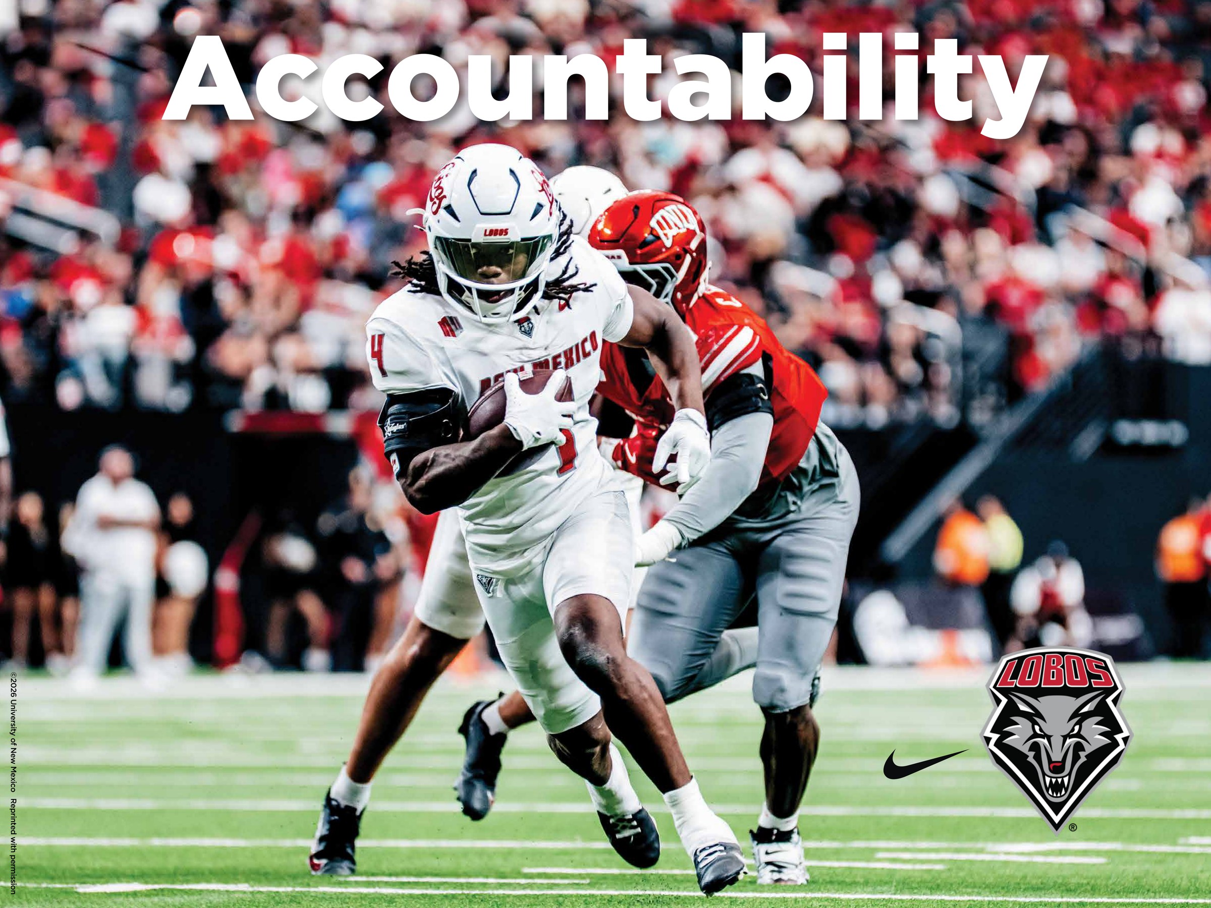 Accountability poster featuring University of New Mexico football